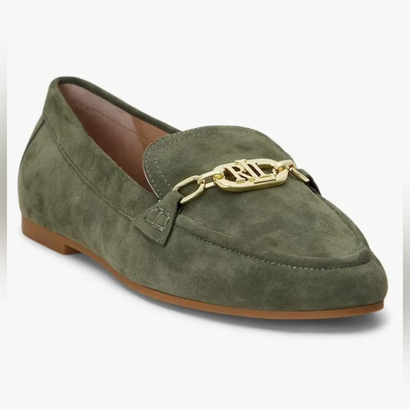 Lauren Ralph Lauren Averi Nappa Leather Loafer in Classic Olive Size 6B New - Picture 2 of 10